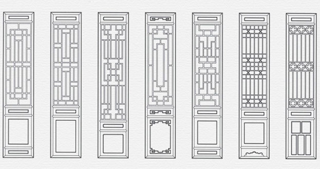 富文镇常用中式仿古花窗图案隔断设计图